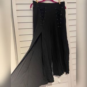 Earthbound Lace Up Split Plazzo Pants Bohemian Witch